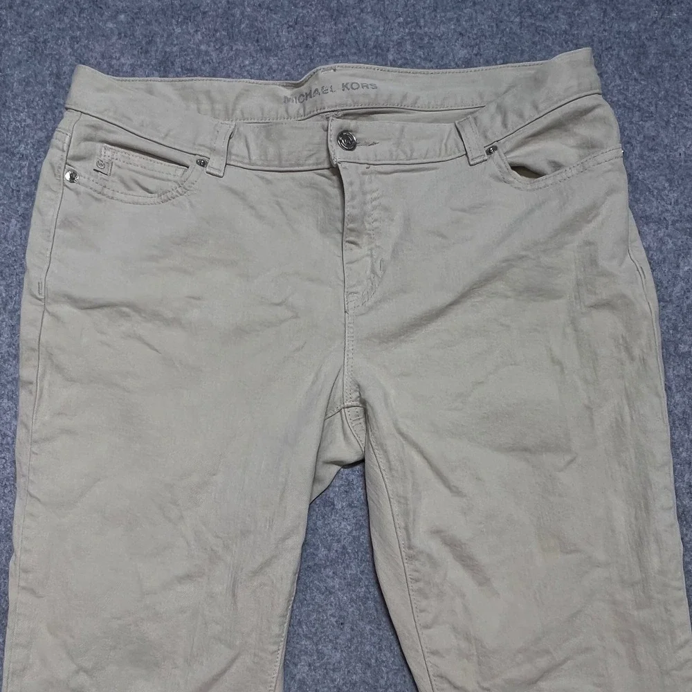 Michael‎ Kors Womens Sand Beige Skinny Stretch Pants Size 10 Mid Rise Chino
